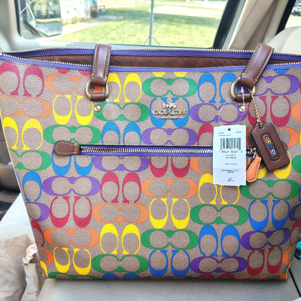 Coach Rainbow Signature Tote Bag